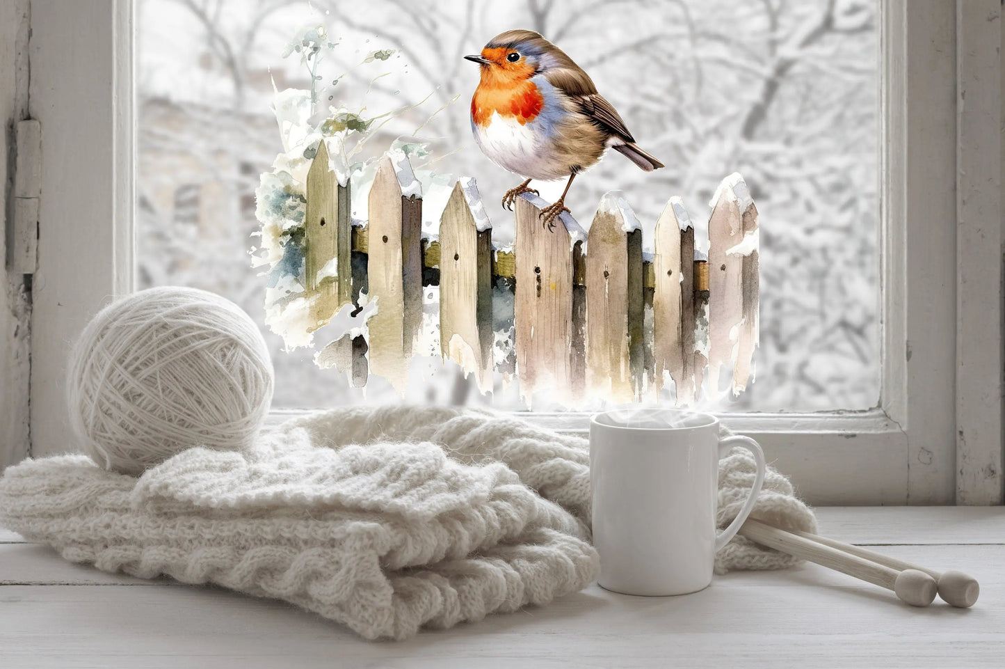 Christmas Window Sticker, Christmas Robin Decal, Double-Sided Reusable Christmas Window Sticker, Christmas Window Decal, Robin Window decal Creative Windows