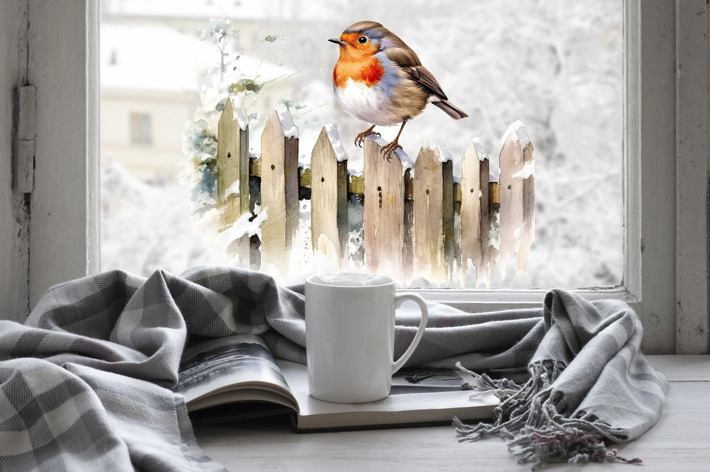 Christmas Window Sticker, Christmas Robin Decal, Double-Sided Reusable Christmas Window Sticker, Christmas Window Decal, Robin Window decal Creative Windows