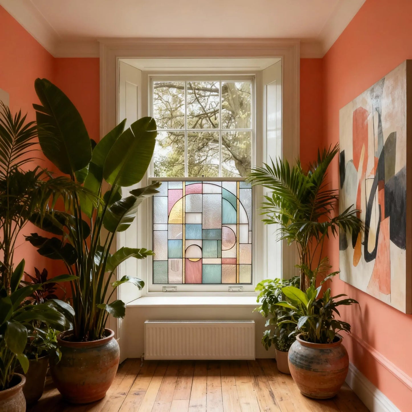 Art Deco Window Film: Geometric Privacy Film, Custom Size Creative Windows