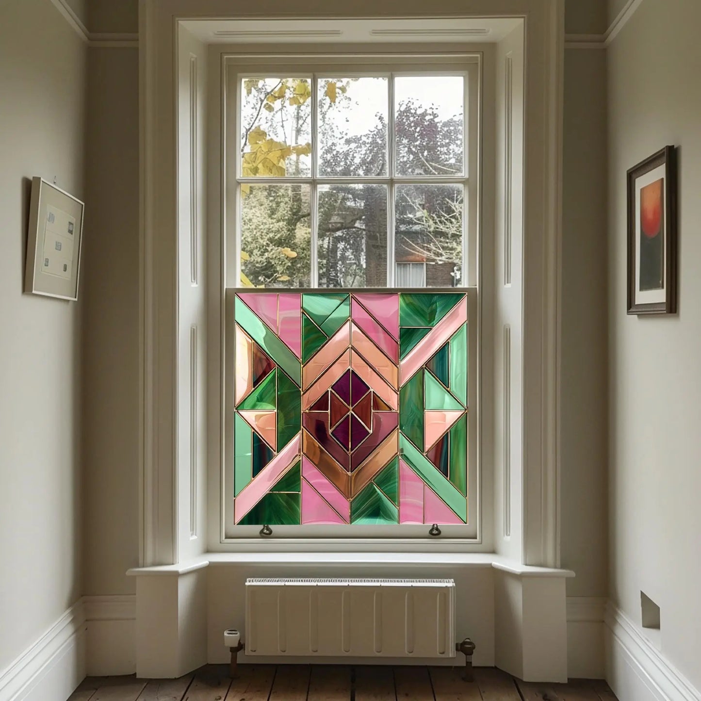 Art Deco Privacy Window Film: Custom Size Stained Glass Style Creative Windows