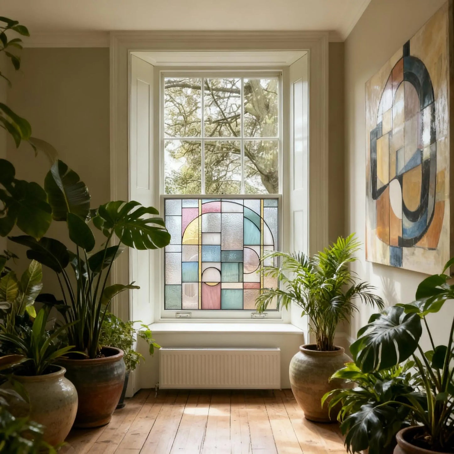 Art Deco Window Film: Geometric Privacy Film, Custom Size Creative Windows