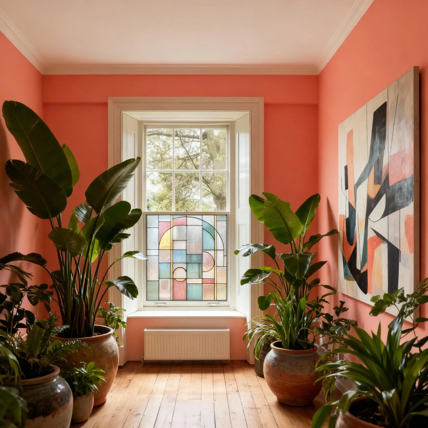 Art Deco Window Film: Geometric Privacy Film, Custom Size Creative Windows