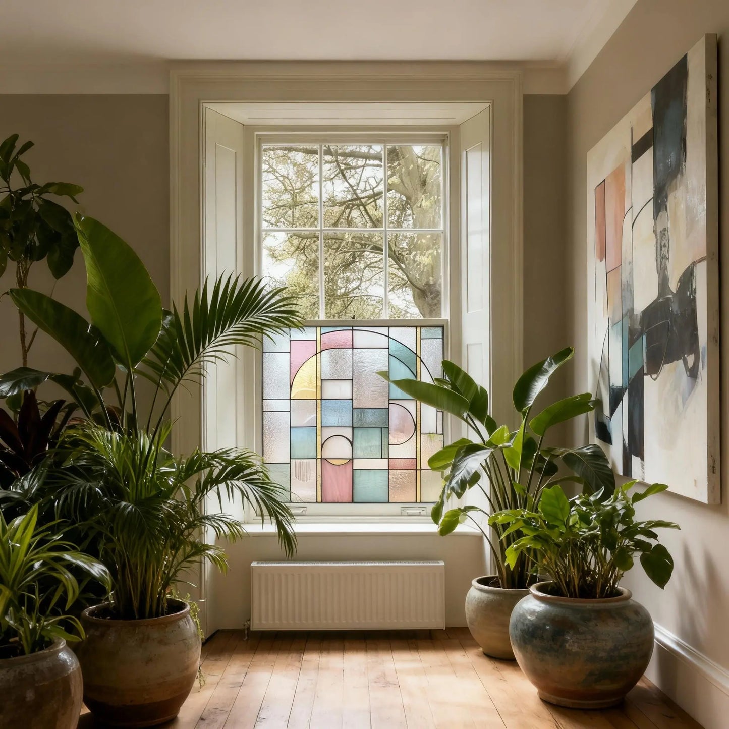 Art Deco Window Film: Geometric Privacy Film, Custom Size Creative Windows