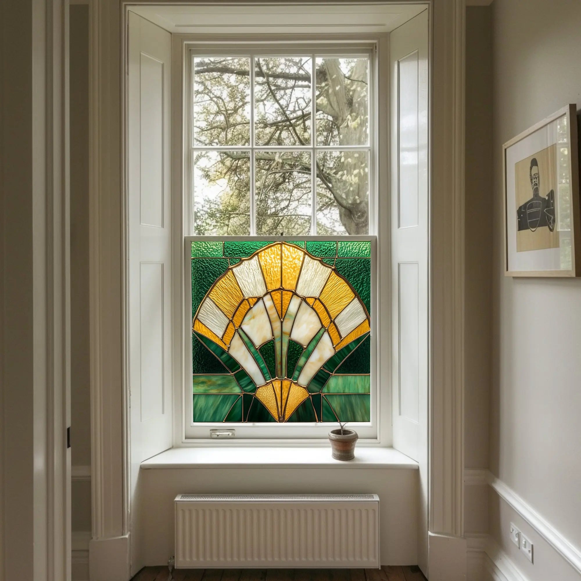 Yellow Privacy Stained Glass Window Film