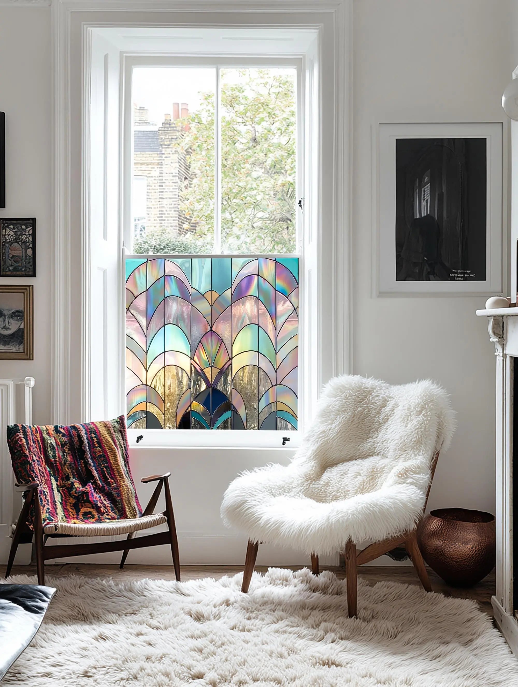 Laerru Stained Glass Privacy Window Film Creative Windows