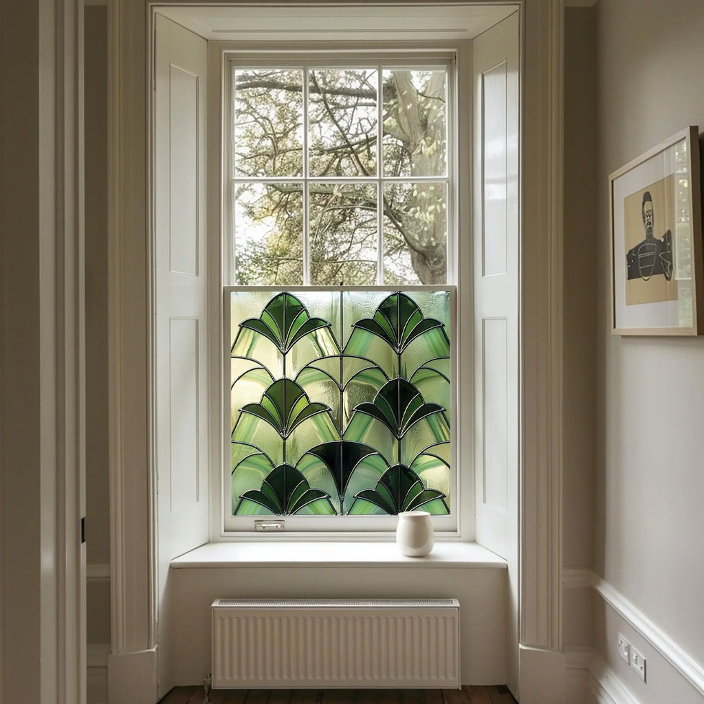 Stained Glass Privacy Window Film Emerald Fan Creative Windows