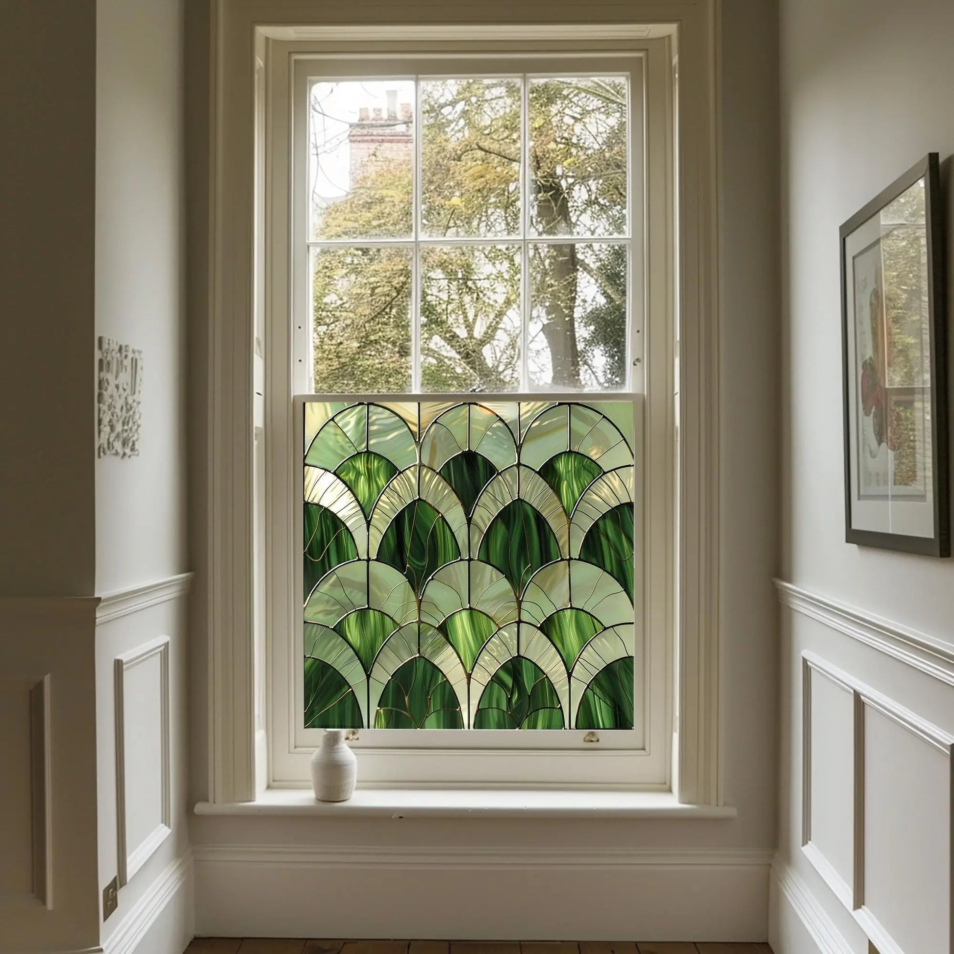 Green Art Deco Window Film: Apricale Stained Glass Privacy Window Film Creative Windows
