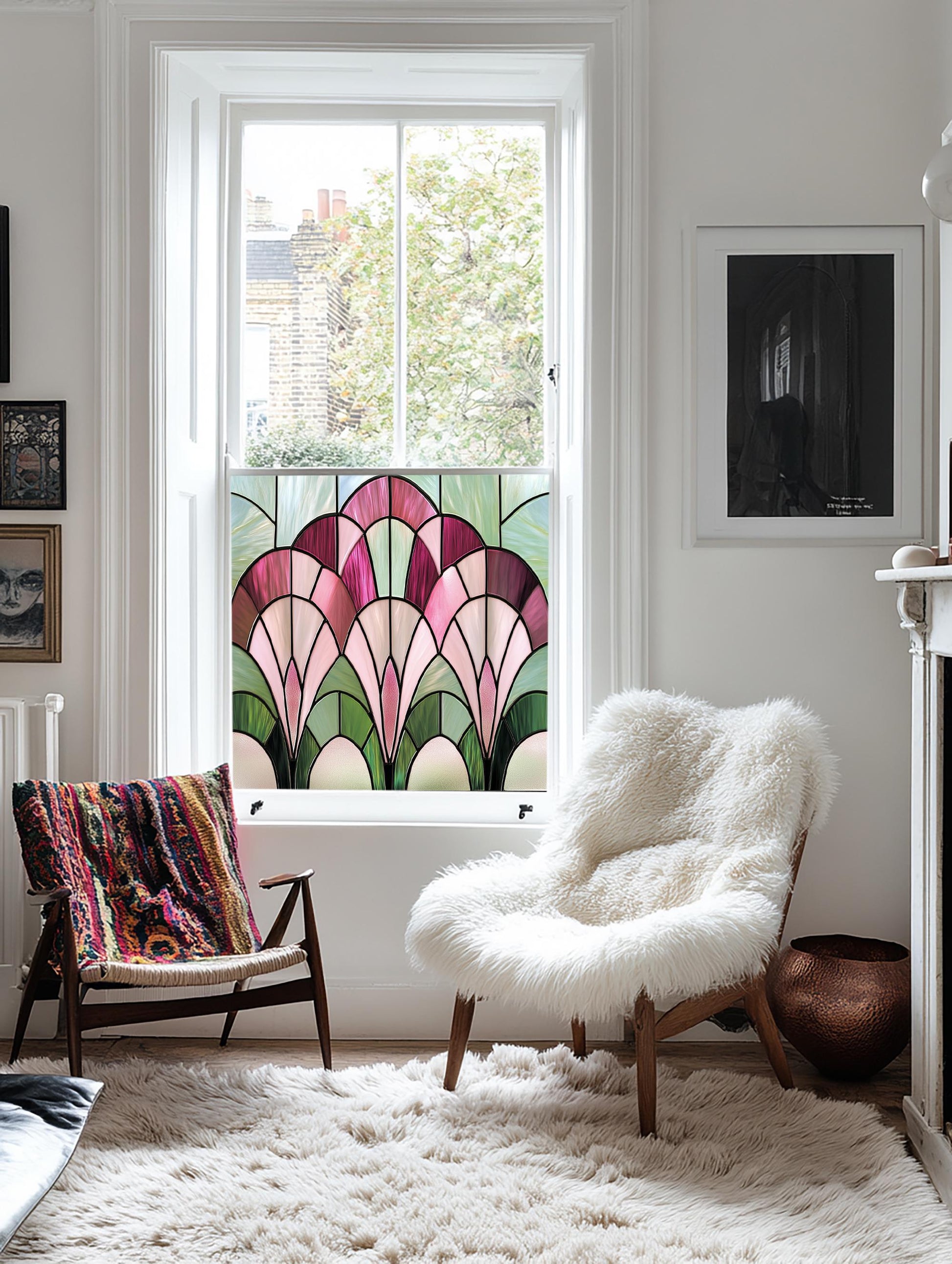 Window Film, Privacy Window Film, Art Deco Window Film, Decorative Window Film, Window, Front Door Window Film, Stained Glass Window Film Creative Windows