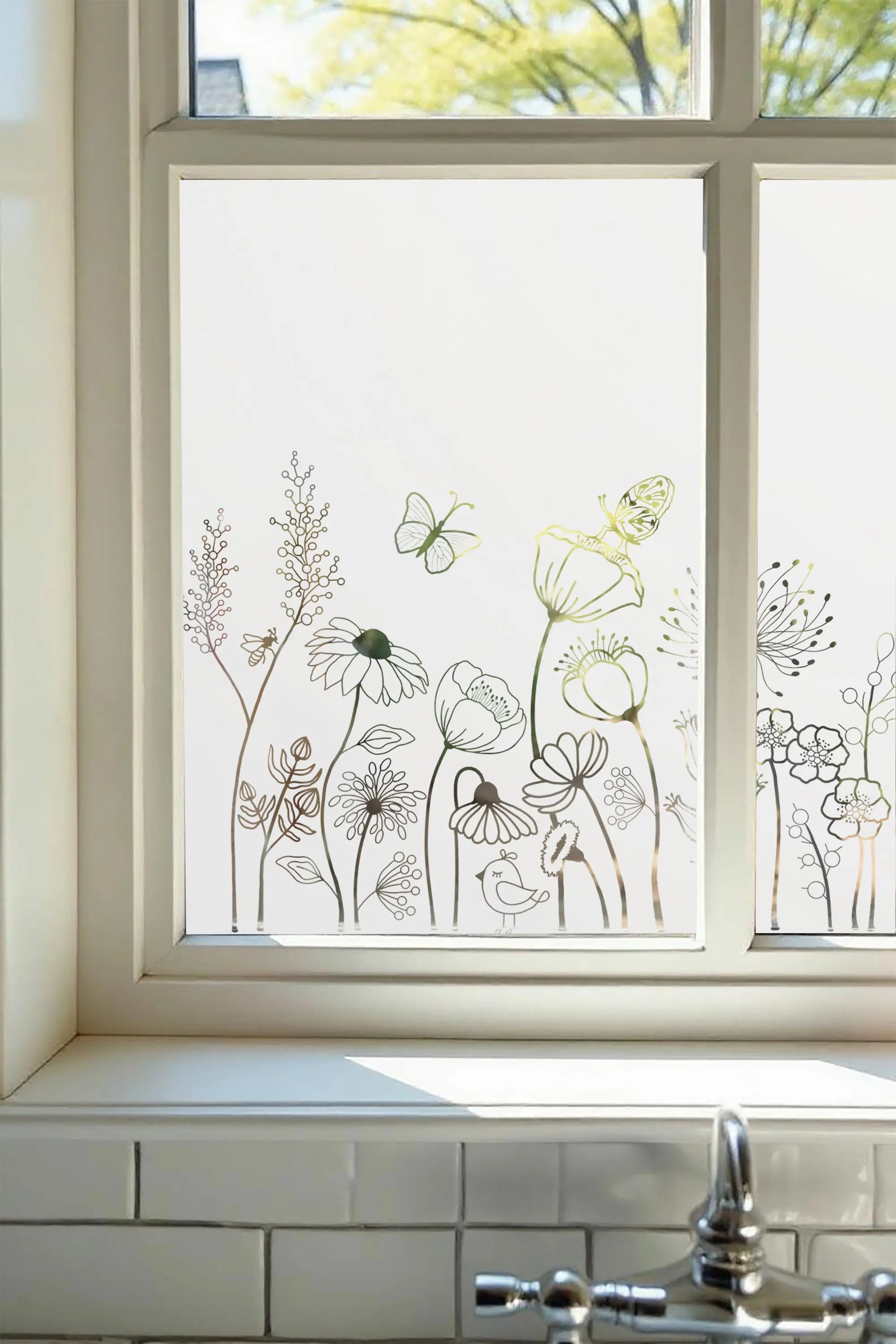 Colico Frosted Privacy Wild Flowers Cut Out Window Film Creative Windows