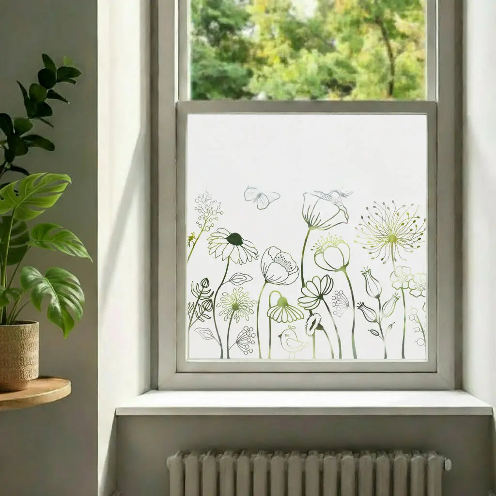 Colico Frosted Privacy Wild Flowers Cut Out Window Film Creative Windows