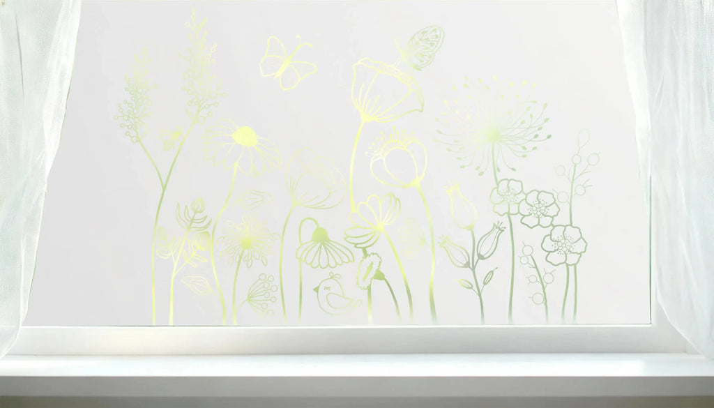 Colico Frosted Privacy Wild Flowers Cut Out Window Film Creative Windows