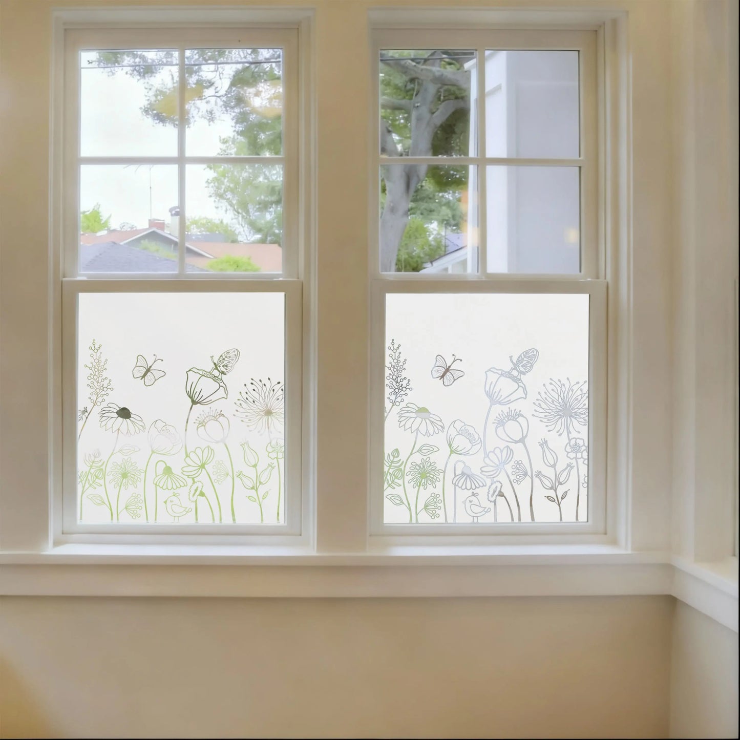 Colico Frosted Privacy Wild Flowers Cut Out Window Film Creative Windows