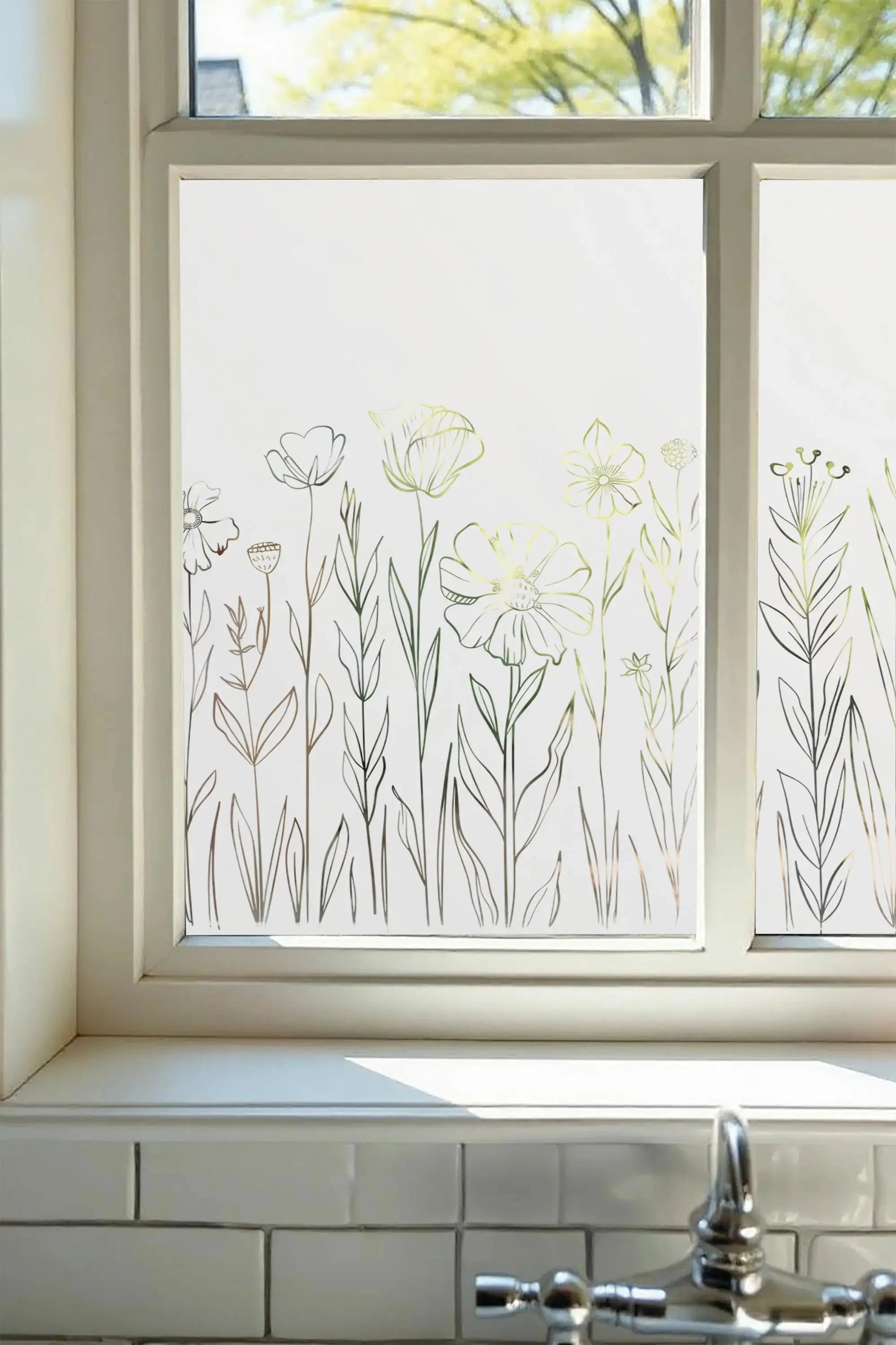 Collagna Frosted Privacy Wild Flower Window Film Creative Windows