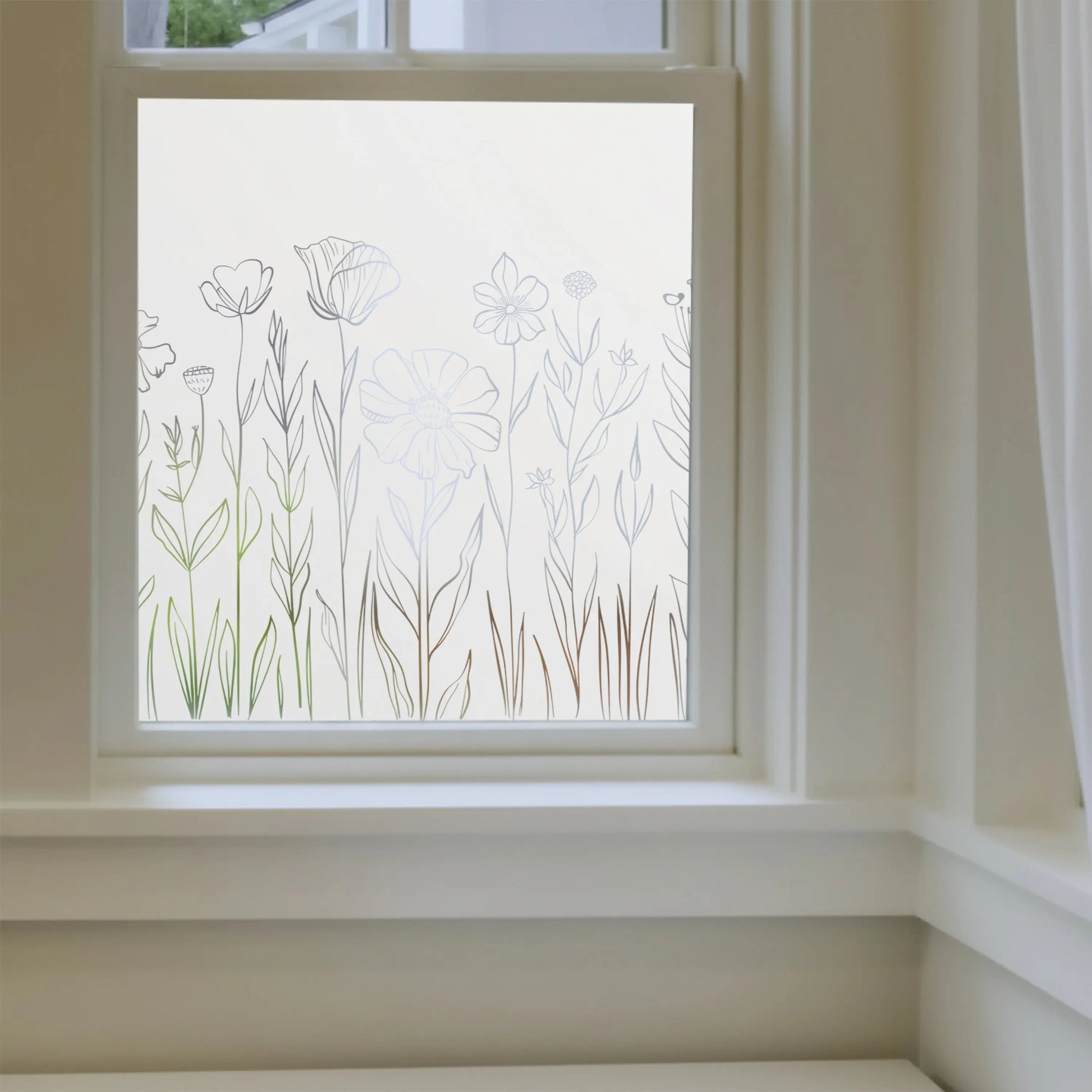 Collagna Frosted Privacy Wild Flower Window Film Creative Windows