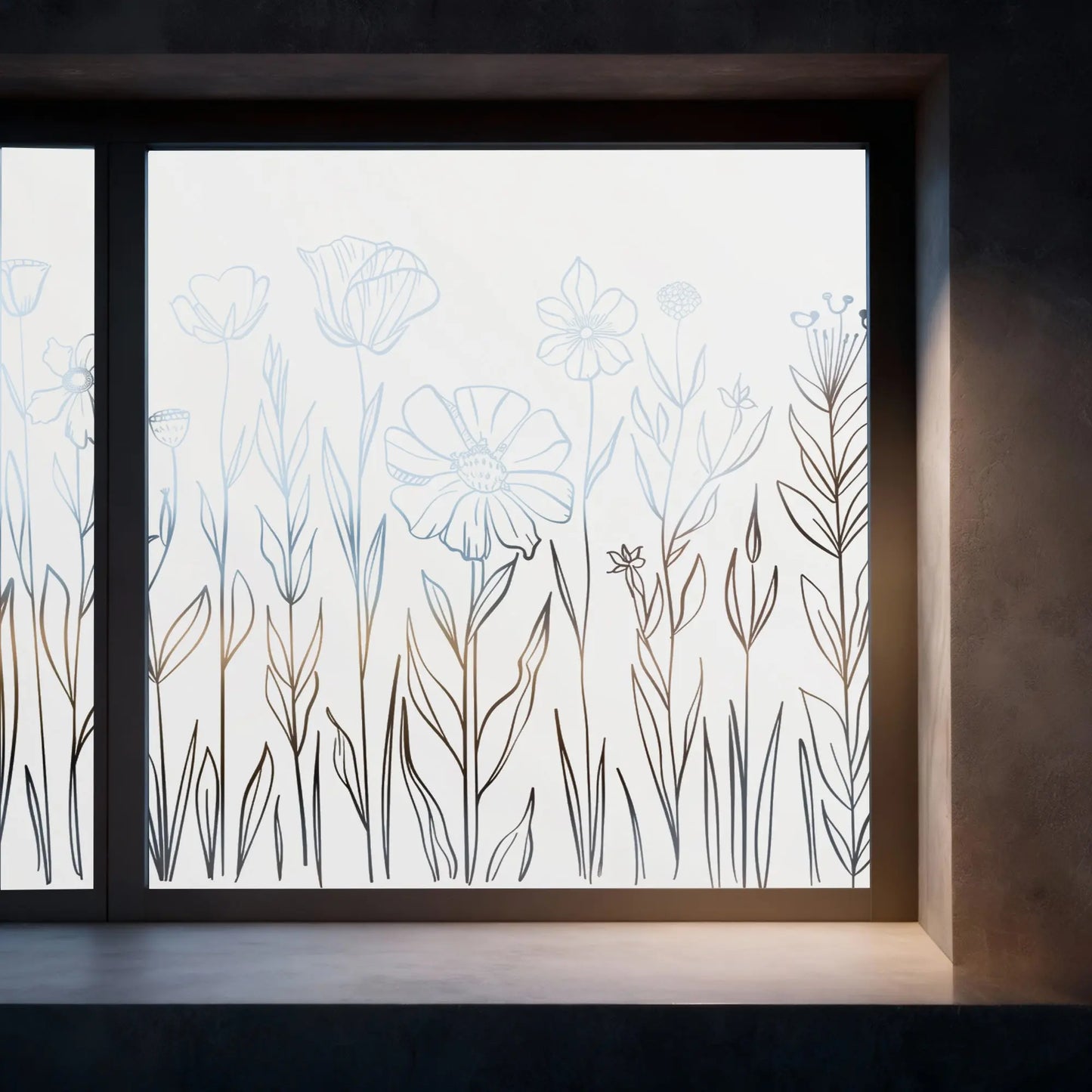 Collagna Frosted Privacy Wild Flower Window Film Creative Windows