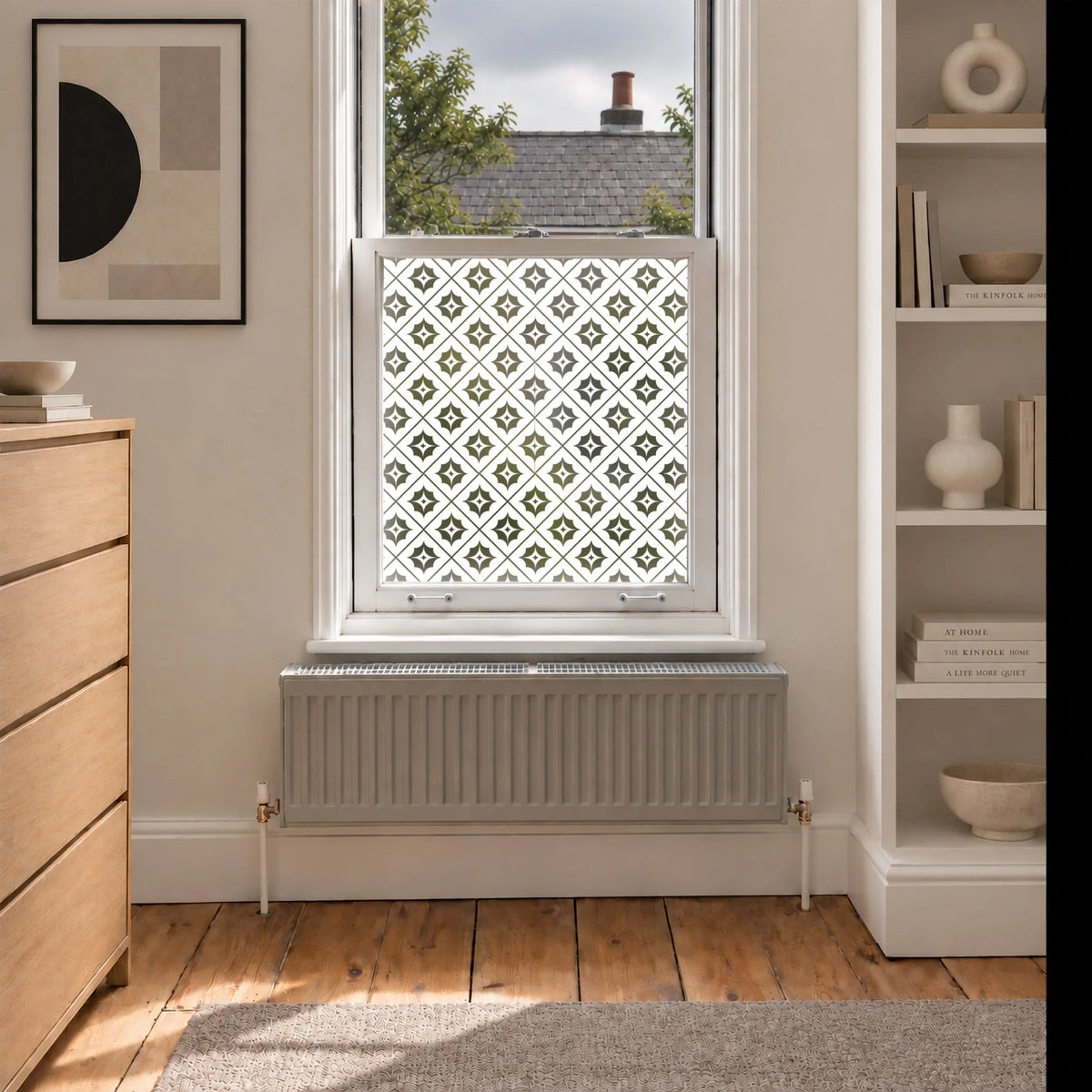 Privacy Window Film Decorative Geometric Diamond Design