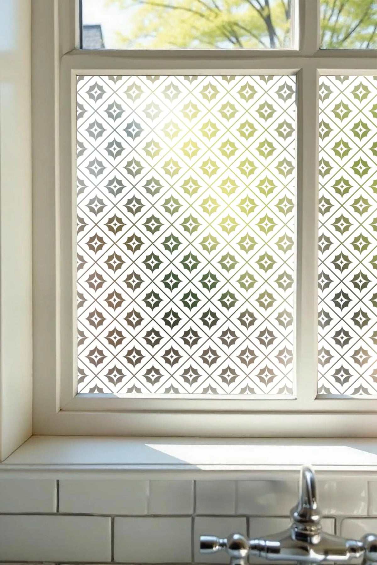 Privacy Window Film Decorative Geometric Diamond Design