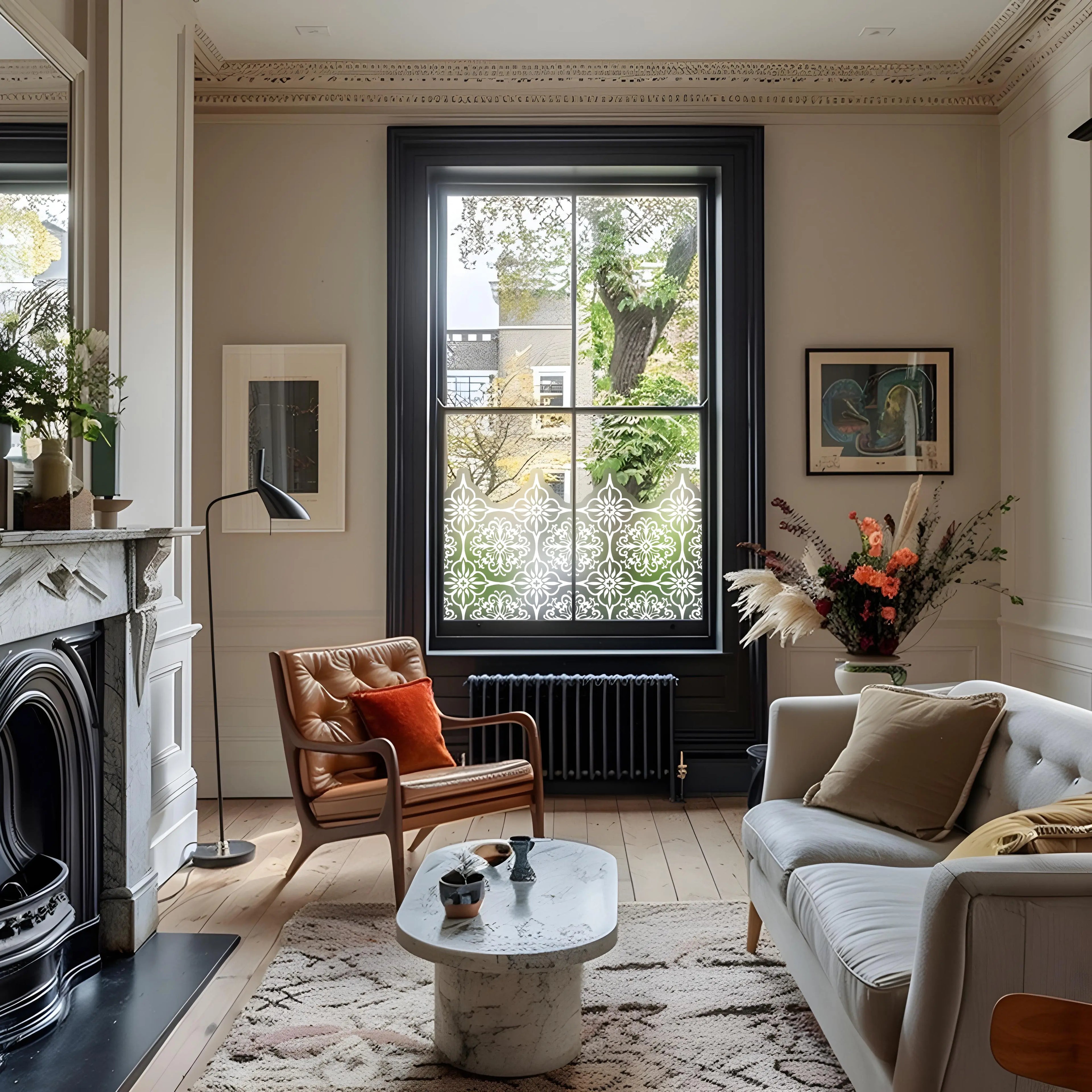 Ascara Privacy Frosted Window Film Border. Creative Windows