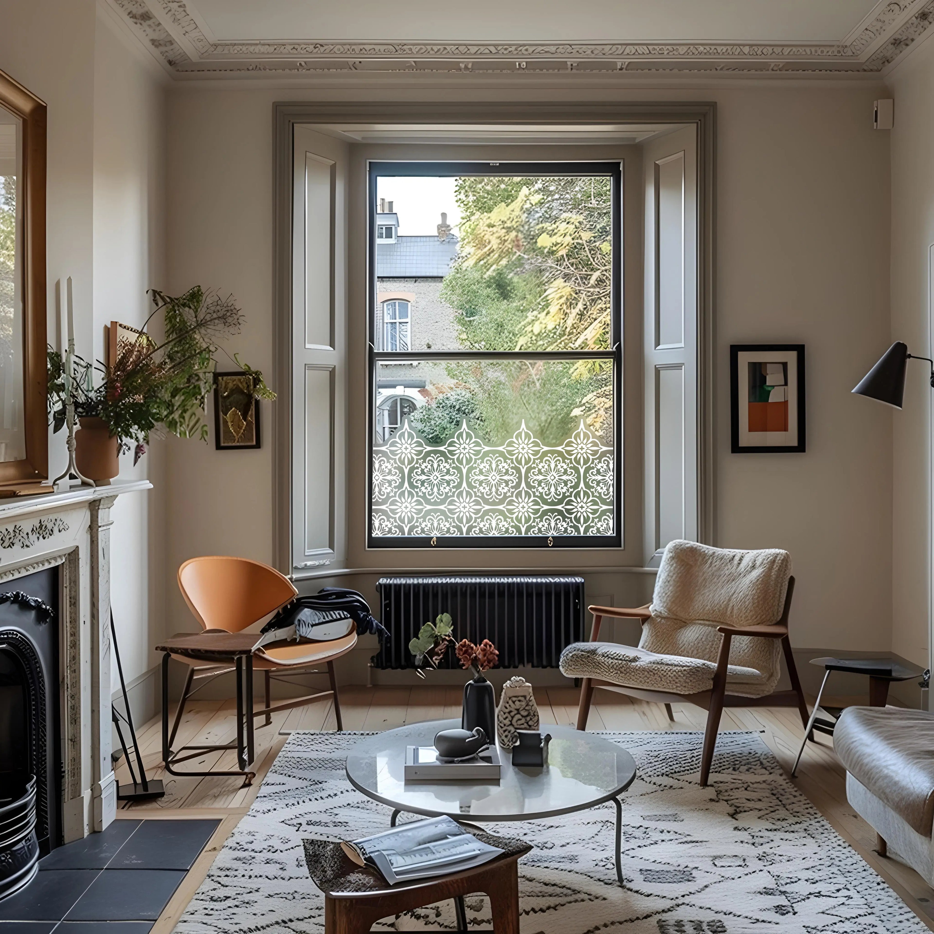 Ascara Privacy Frosted Window Film Border. Creative Windows