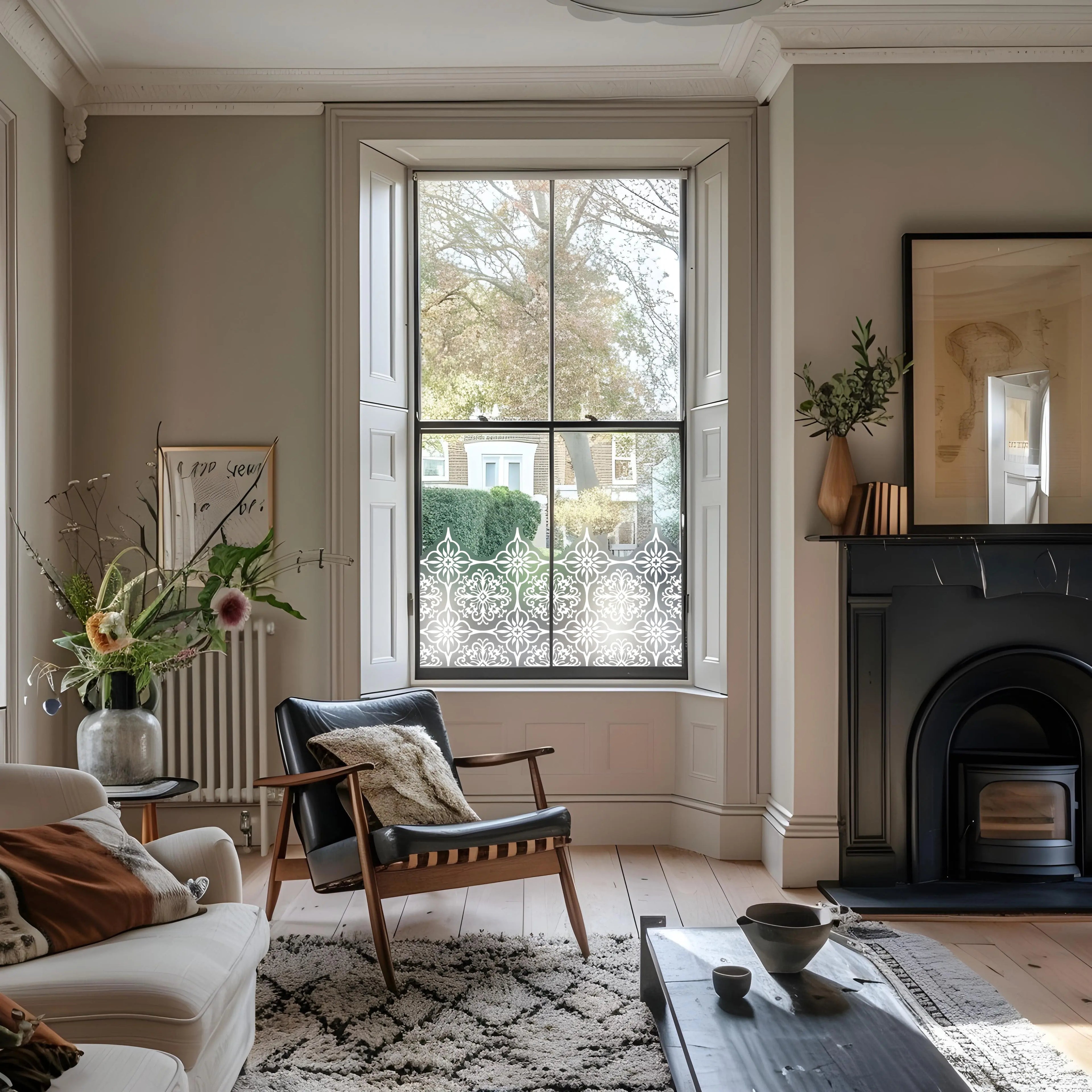 Ascara Privacy Frosted Window Film Border. Creative Windows