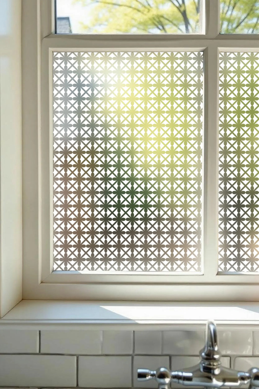 Privacy Window Film Decorative Interlocking Geometric Design