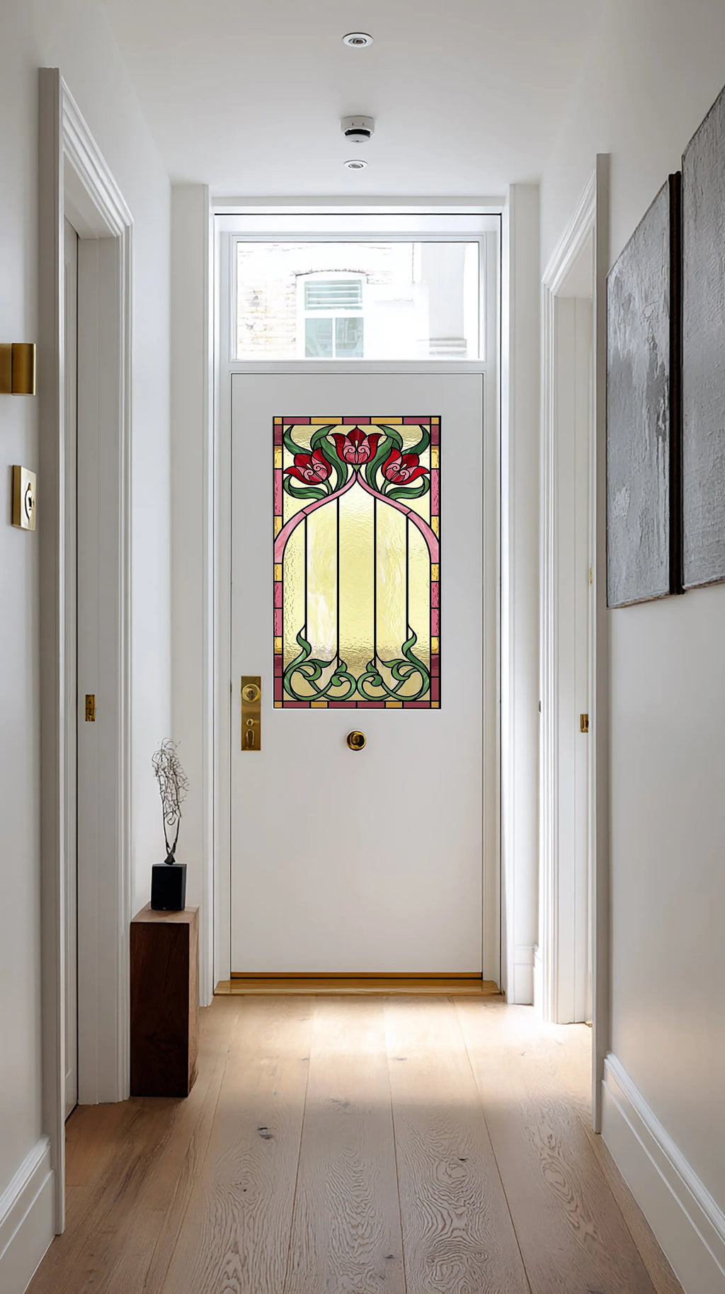 Art Nouveau Tulip Privacy Window Film Stained Glass Effect