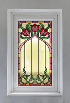 Art Nouveau Tulip Privacy Window Film Stained Glass Effect