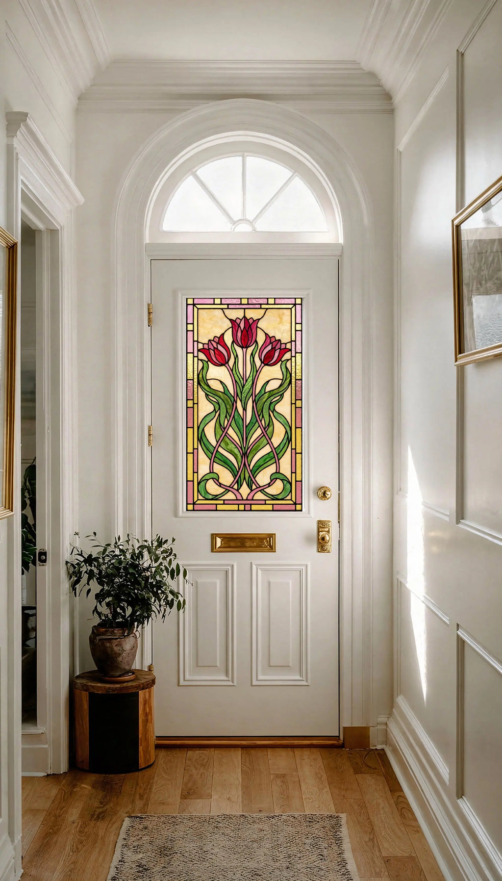 Art Nouveau Tulip Window Film Privacy Stained Glass Effect