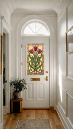 Art Nouveau Tulip Window Film Privacy Stained Glass Effect