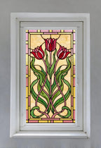 Art Nouveau Tulip Window Film Privacy Stained Glass Effect