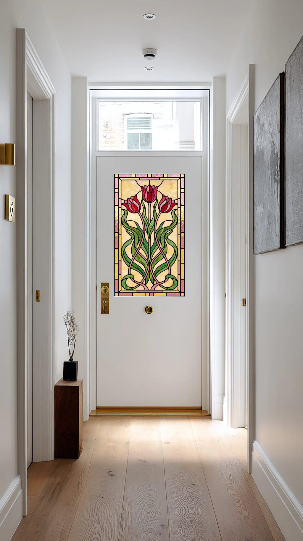 Art Nouveau Tulip Window Film Privacy Stained Glass Effect