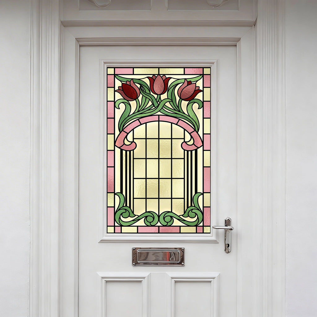 Art Nouveau Tulip Window Film Privacy Stained Glass Effect