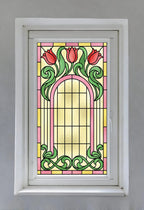Art Nouveau Tulip Privacy Window Film Stained Glass Effect