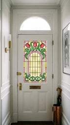 Art Nouveau Tulip Privacy Window Film Stained Glass Effect