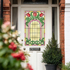 Art Nouveau Tulip Privacy Window Film Stained Glass Effect