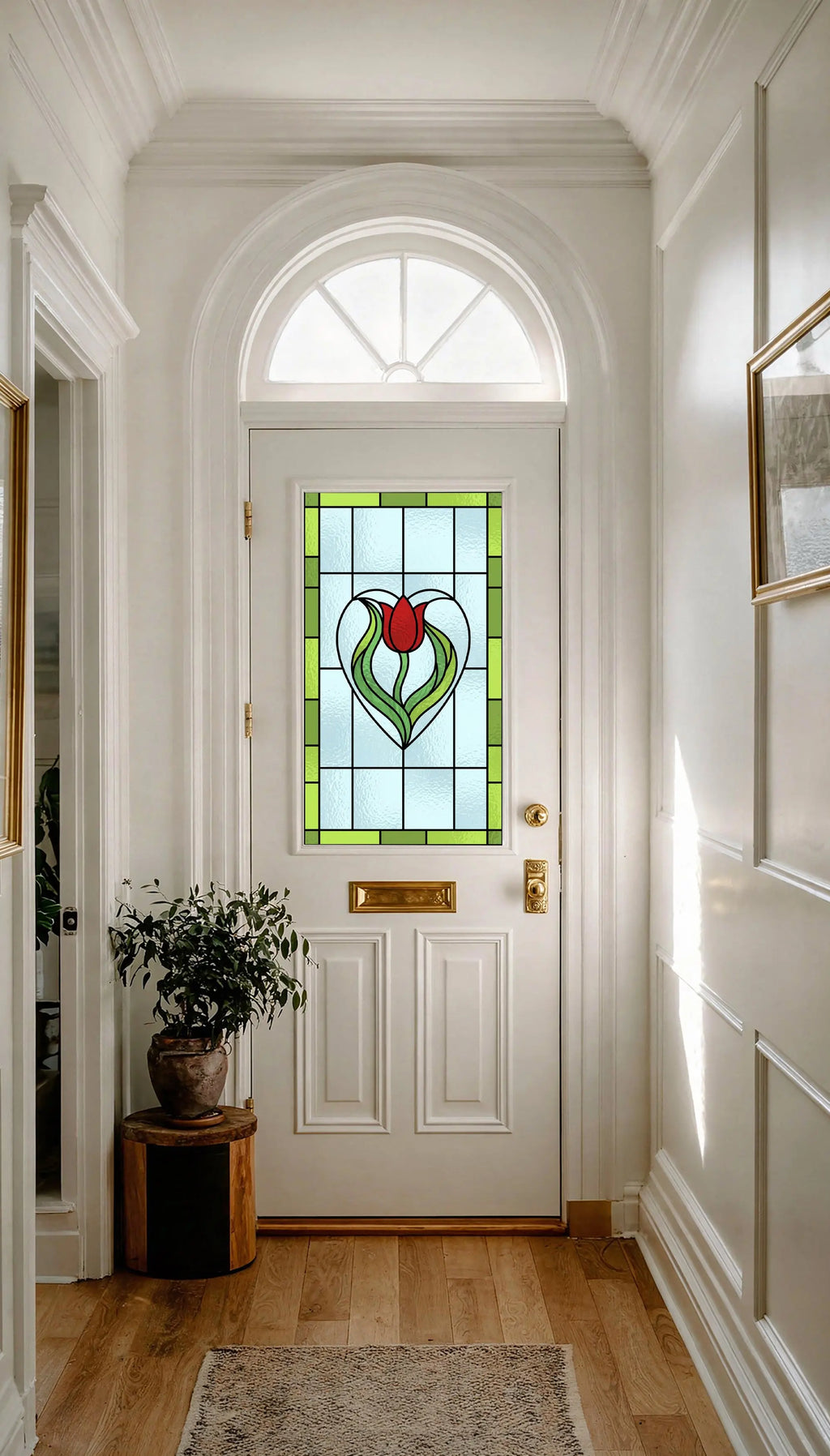 Art Nouveau Tulip Stained Glass Window Film