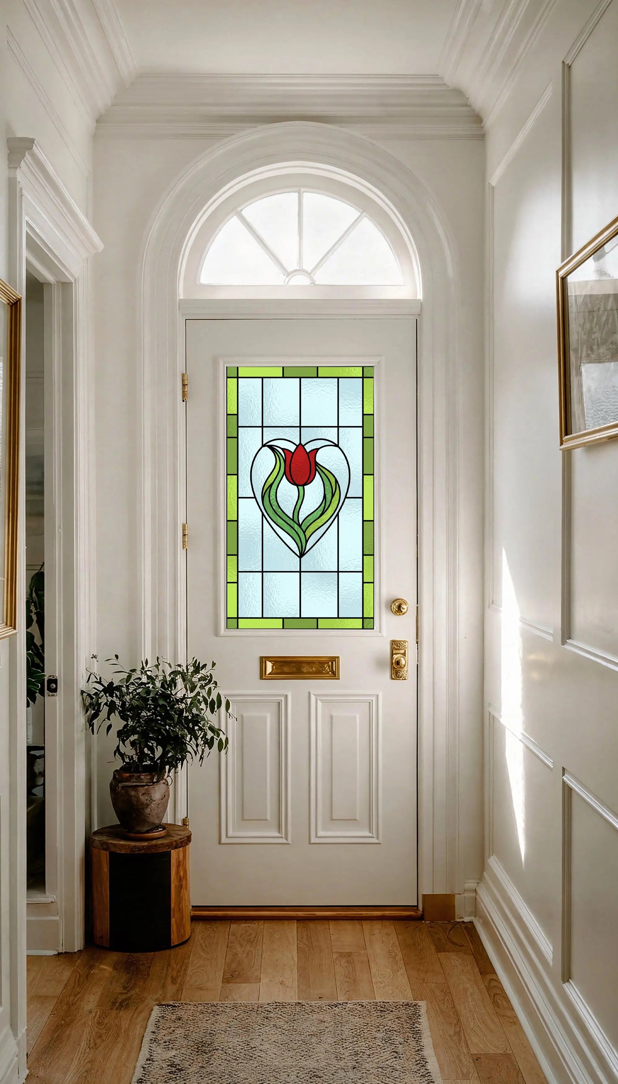 Art Nouveau Tulip Stained Glass Window Film