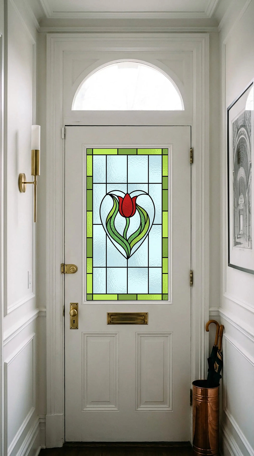 Art Nouveau Tulip Stained Glass Window Film