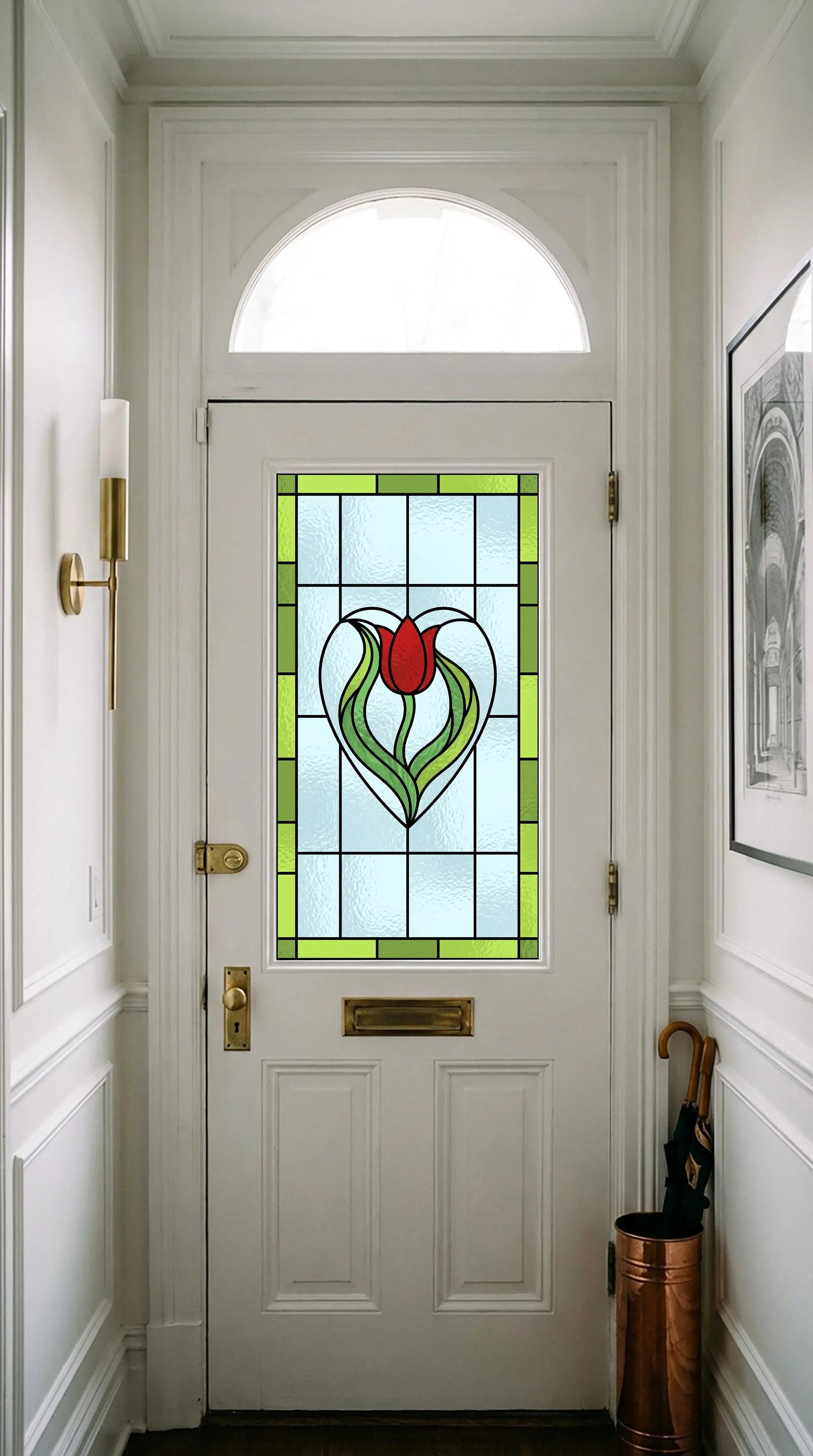 Art Nouveau Tulip Stained Glass Window Film