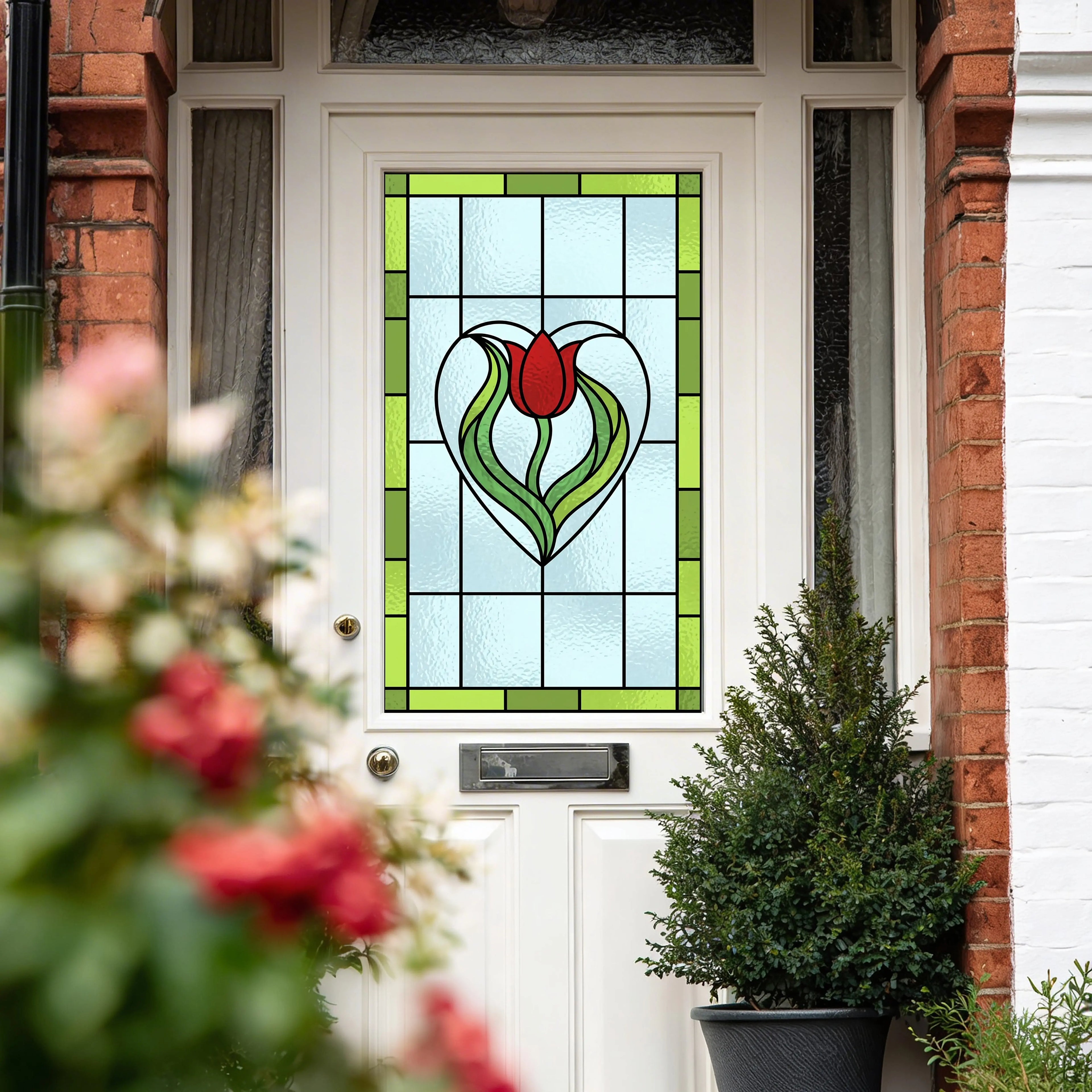 Art Nouveau Tulip Stained Glass Window Film