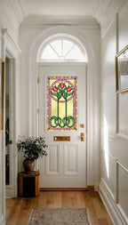 Art Nouveau Tulip Window Film Privacy Stained Glass Self Adhesive
