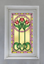 Art Nouveau Tulip Window Film Privacy Stained Glass Self Adhesive