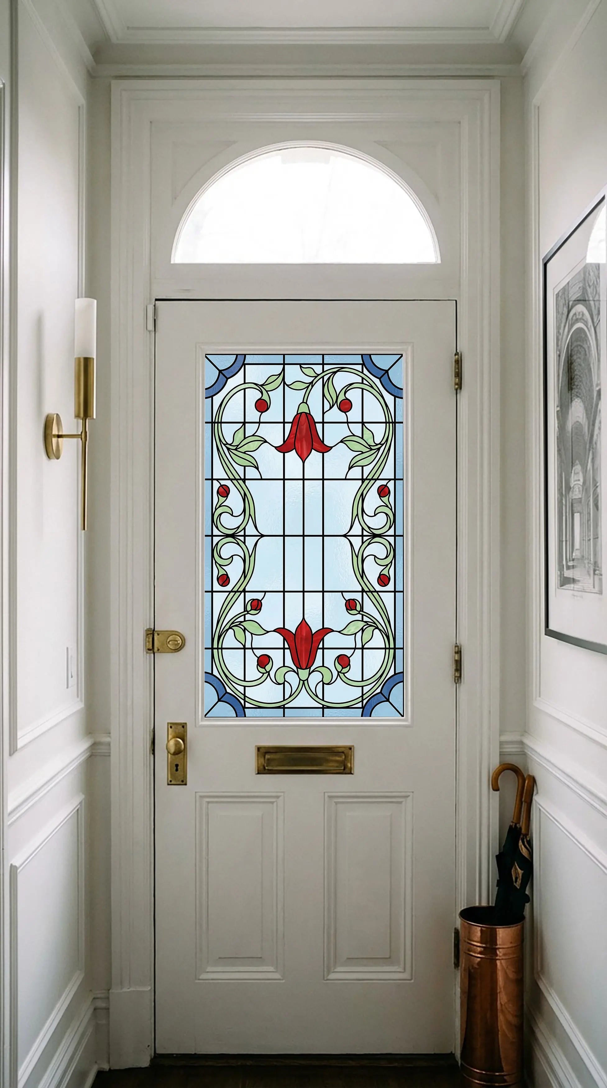 Art Nouveau Front Door Window Film Privacy Stained Glass