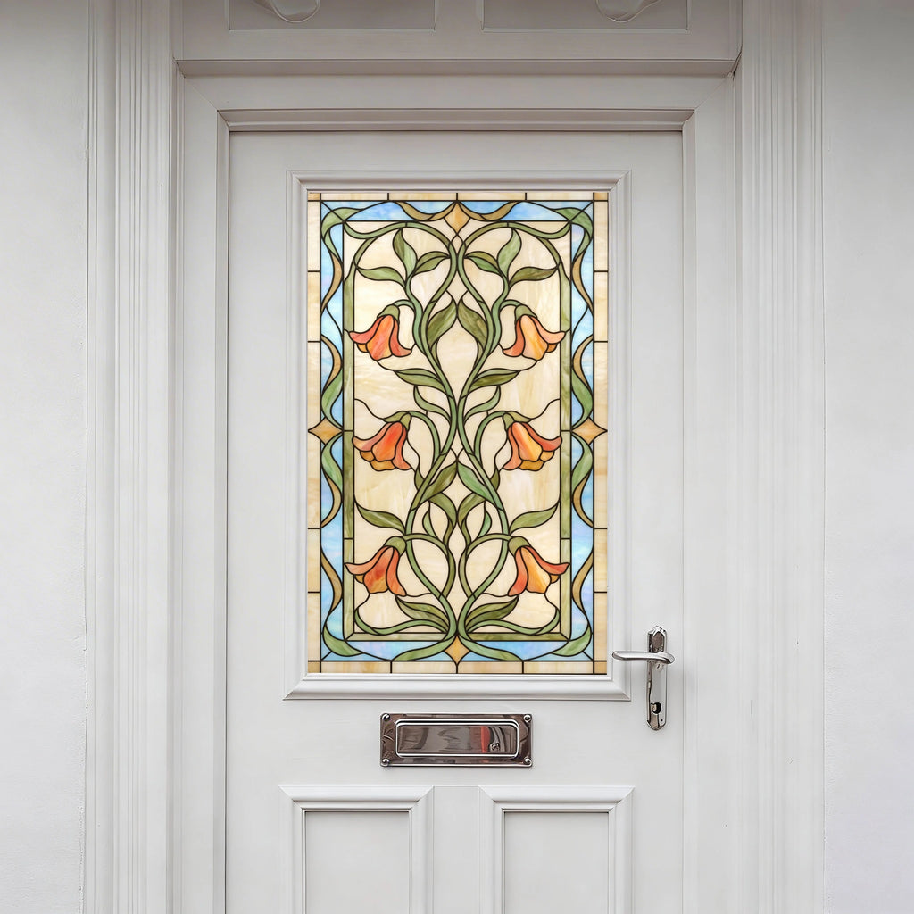 Art Nouveau Stained Glass Window Film Privacy Decorative Self Adhesive