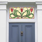 Pink Tulip Stained Glass Effect Window Film for Transom Windows