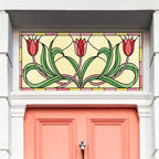 Pink Tulip Stained Glass Effect Window Film for Transom Windows