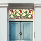 Pink Tulip Stained Glass Effect Window Film for Transom Windows