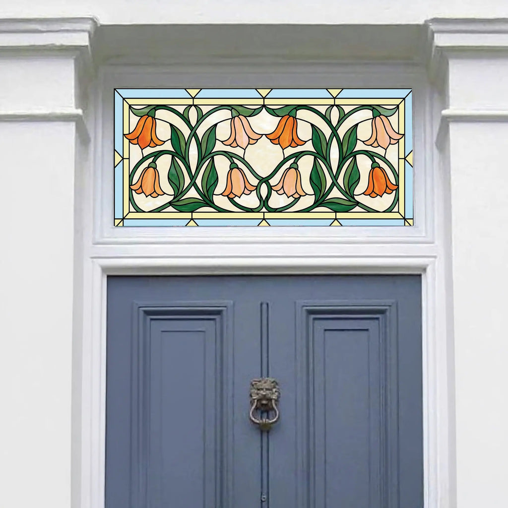 Tulip Stained Glass Window Film for Front Door & Transom