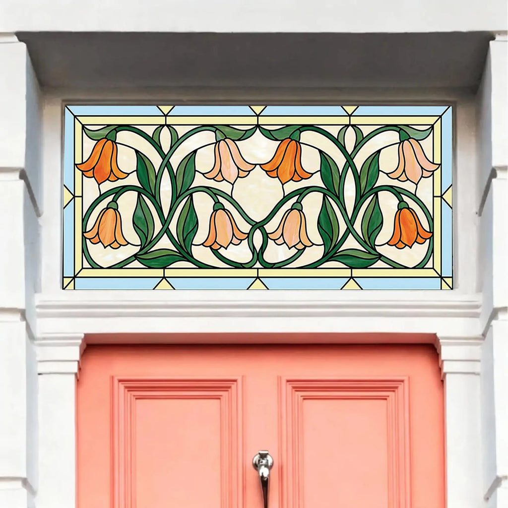 Tulip Stained Glass Window Film for Front Door & Transom