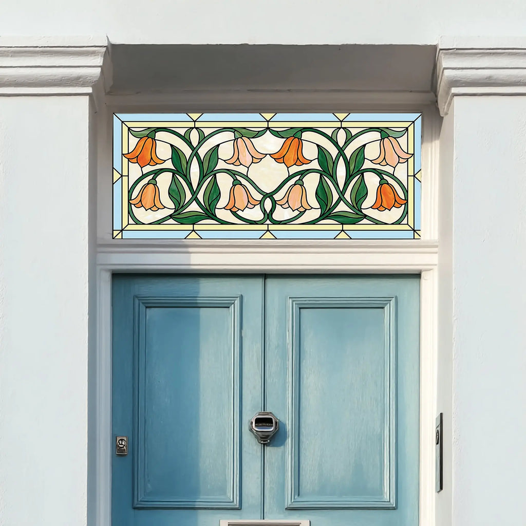 Tulip Stained Glass Window Film for Front Door & Transom